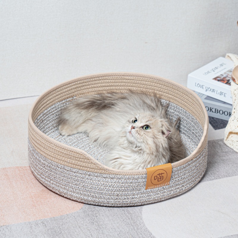 Nido para gatos tejido Nido de tabla de agarre para gatos Nido de alfombra tejida a mano Cama para gatos de verano Almohadilla para mascotas Cajada para perros de ratán Resistente al agarre y al desgaste