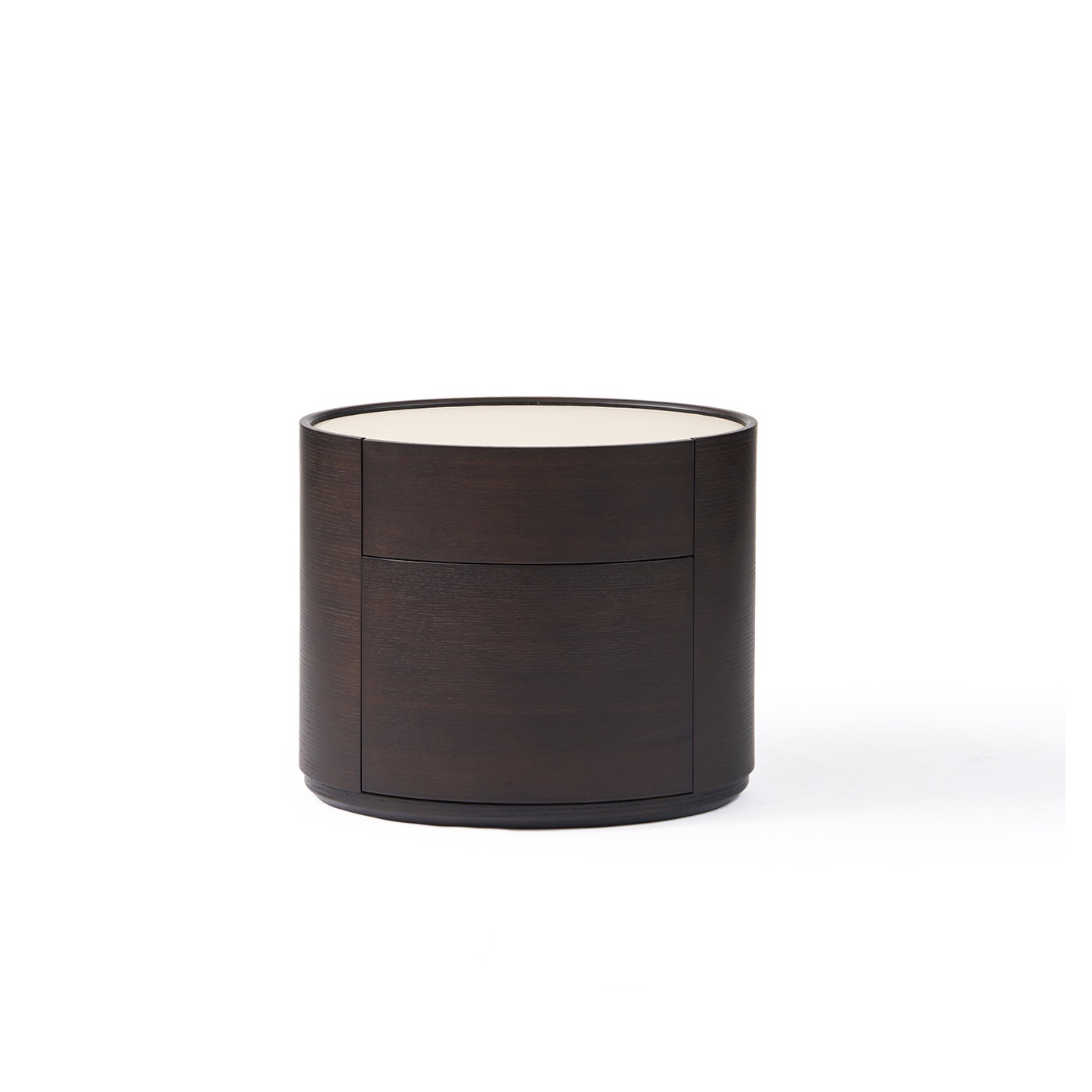 Italian Minimalist Solid Wood Bedside Table Smoked Color Bedside Table Small Apartment Modern Oval Storage Cabinet High-End Cupboard