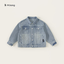 宥宝童装秋季新款儿童上衣中大童夹克简约男孩子外套翻领牛仔衣潮