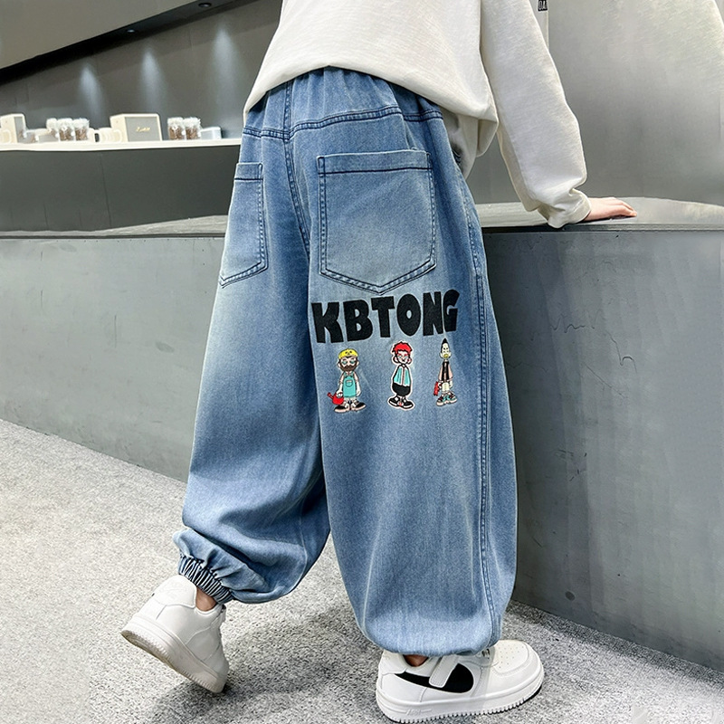 Children's Pants Summer Wear Boy's Thin Denim Anti-mosquito Pants Baby's Cartoon Casual Pants Boy's Summer Sports Pants