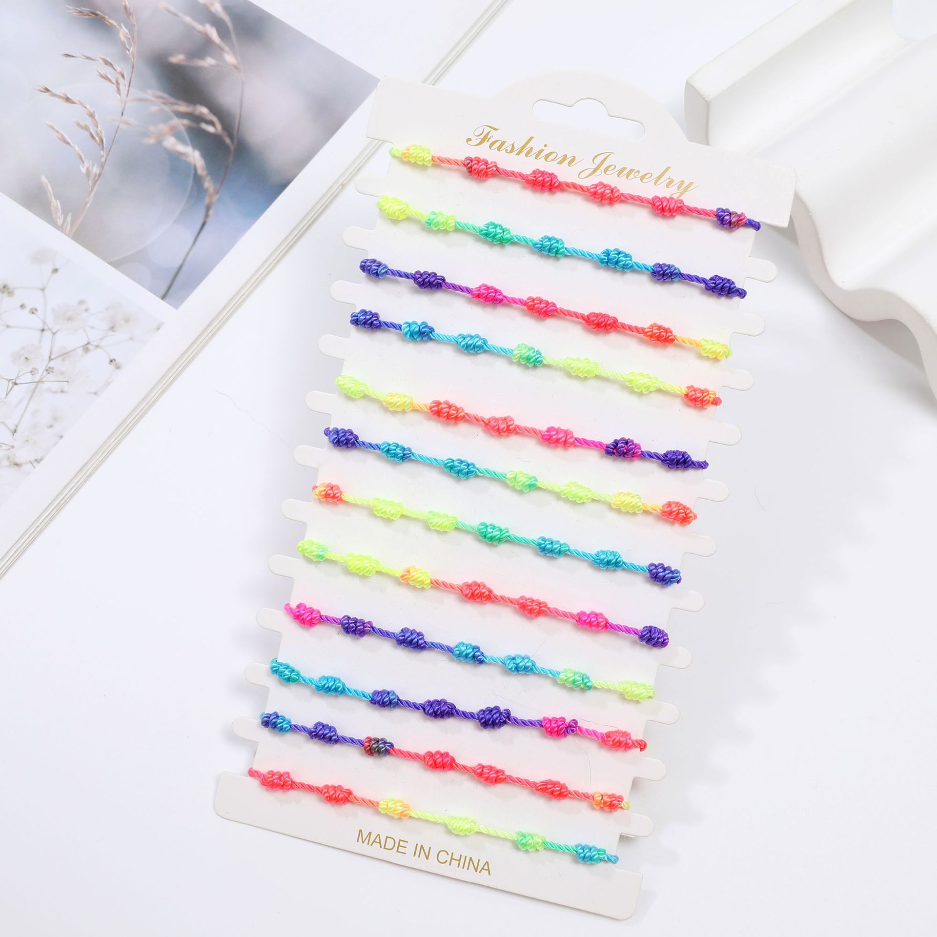 4g Weight Slider Clasp Closure Clasp Closure Type Bracelets Classification Polyester Chain Material Cord String Chain Type 1 Piece Quantity Daily Occasion Polyester Material Geometric Pattern All Seasons Season Unisex Gender Knitting Design Casual, Ethnic Style Style Casual Ethnic Style Geometric Polyester Cord String Slider Clasp Closure String Bracelets Wholesale 10