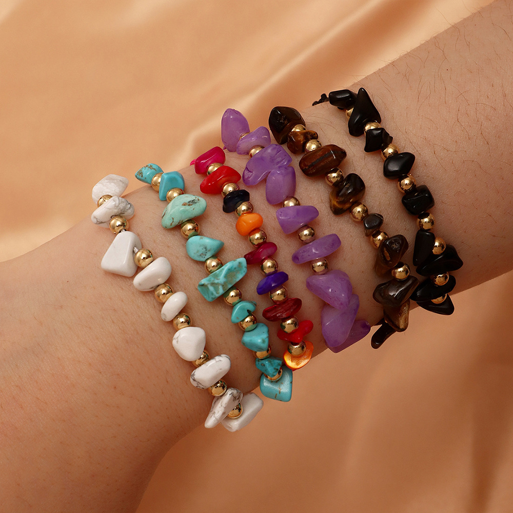 Bohemian Style Color Retractable Special-shaped Stone Beaded Bracelet display picture 1