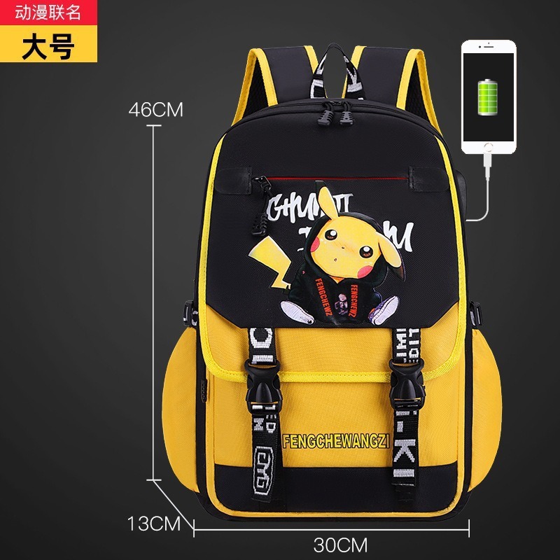 Venta al por mayor de nuevas mochilas escolares Pikachu para estudiantes de primaria, 3-6 grados, reducción de la carga, mochilas escolares para niños, mochila de gran capacidad recargable