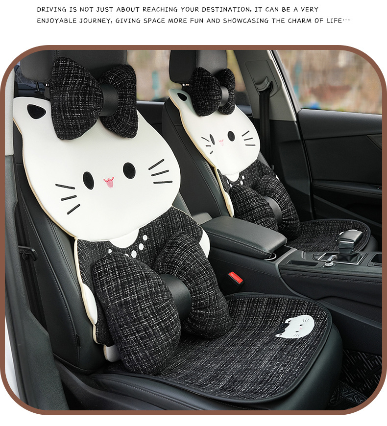 Cute Cartoon Cat Car Seat Cushion, Universal for All Seasons, Non-Slip Car Seat Cover