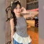 无袖格子气质芭蕾蓬蓬裙
