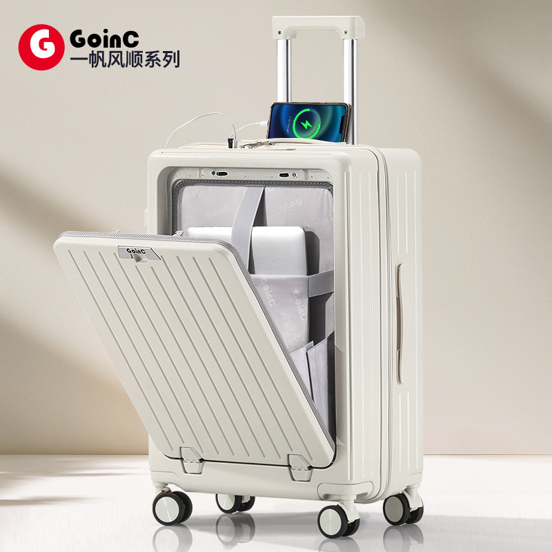 Maleta de apertura delantera para mujeres 2024 nuevo maleta de tracción multifuncional extensible 20 pulgadas maleta de embarque para hombres