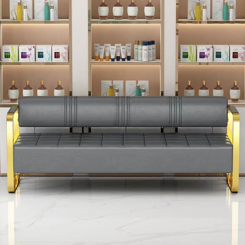 Luxury Salon Sofa Chair, Stainless Steel Trendy Hair Salon Sofa, Waiting Chair, Hair Salon Rest Bench, Reception Chair