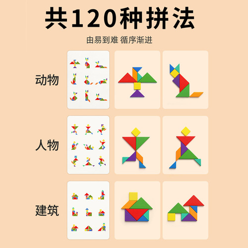 Magnetic Tangram Intellectual Puzzle Primary School First Grade Children's Teaching Aids Kindergarten Educational Toys Second Grade