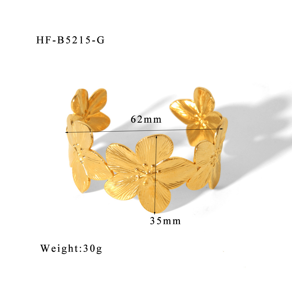 Celebridades de Internet europeas y americanas retro acero inoxidable exagerado industria pesada patrón de martillo apertura de flores pulseras de alta gama joyería de moda