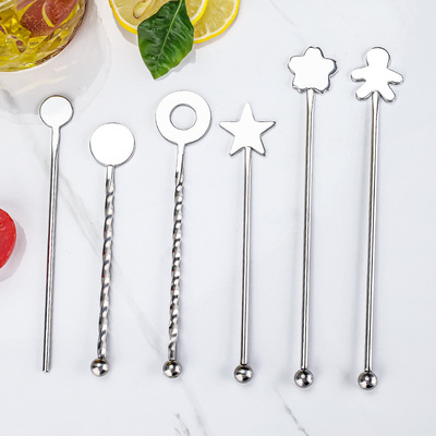 不鏽鋼創意攪拌酒吧雞尾酒調酒棒創意簡約趣味攪拌棒奶茶咖啡用具