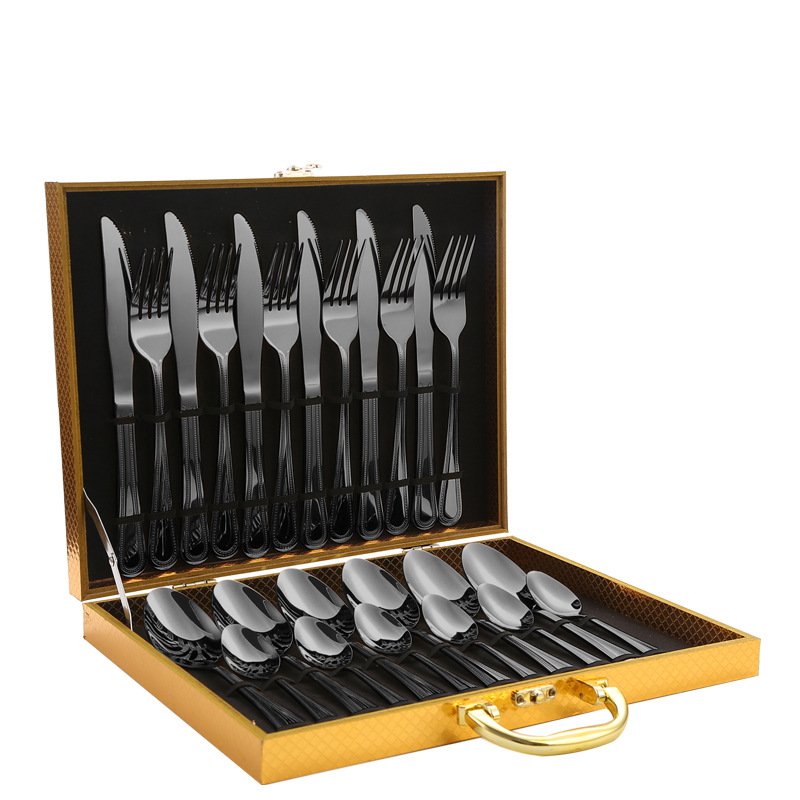 Productos de comercio electrónico transfronterizos cubiertos de acero inoxidable 24 piezas de cuchillo de filete de cuchara de cuchillo de cuchara de cuchillo de cuchillo