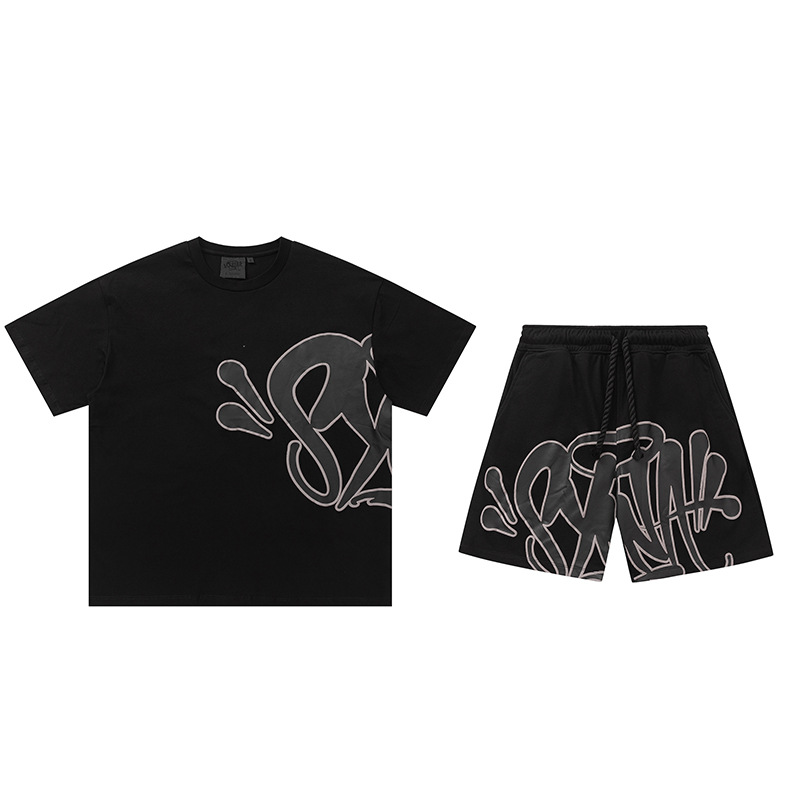 Alta calidad SynaWord americano suelto sudadera con sombrero pantalones Y2K moda pareja casual conjunto Syna
