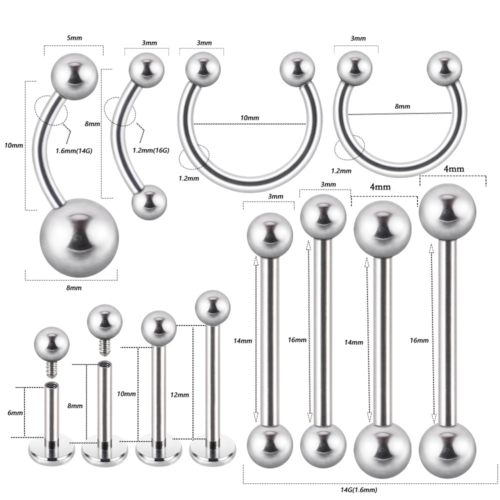 Mode Balle Acier Inoxydable Placage Unisexe Goujon De Lèvre Ongle De La Langue 1 Pièce display picture 1