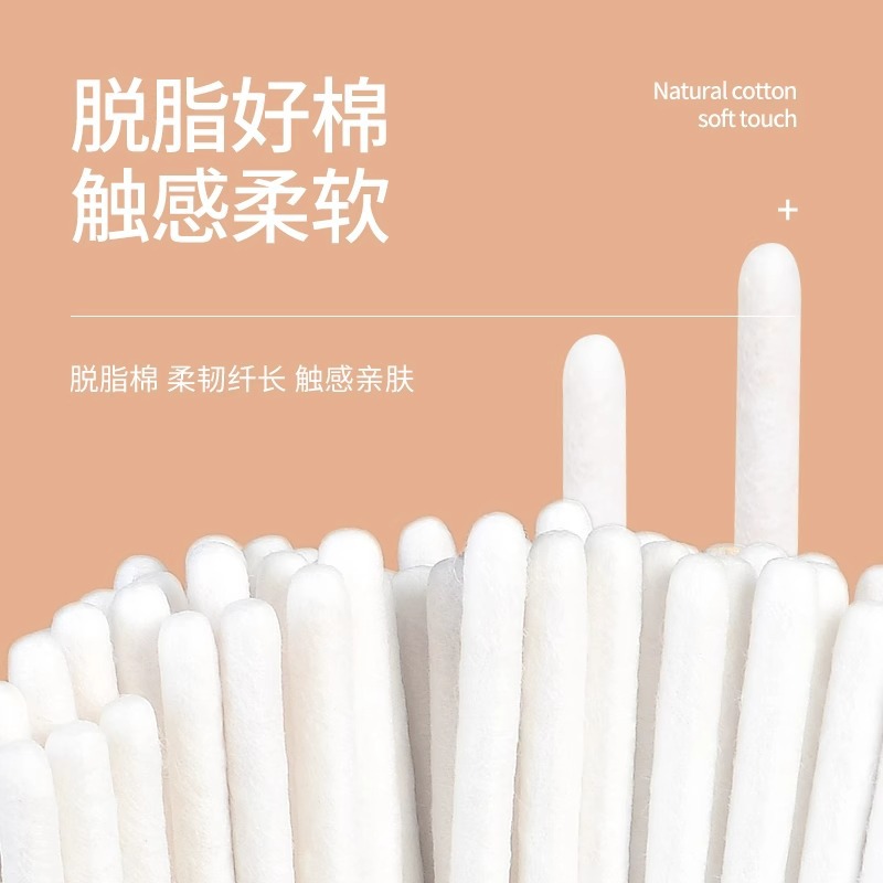 Pointed Cotton Swab for Manicure and Embroidery Makeup Artist's Beauty Wooden Stick Anti-Spill Glue Makeup Remover Extremely Fine Double-Ended Small Cotton Swab with Round Head 2