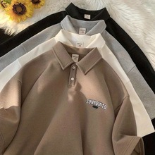 2025新款polo衫男高街重磅短袖夏季印花字母简约宽松潮流翻领情侣