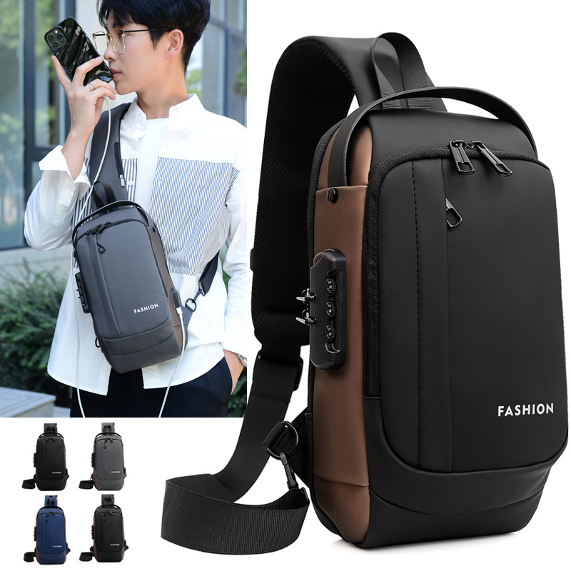 Bolso de hombro de tendencia transfronteriza para hombres de negocios de viaje bolso de mano de gran capacidad anti-robo bloqueo contraseña bolso de pecho de moda