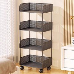 书架小推车置物架阅读书柜带轮落地可移动家用简易多层零食收纳架