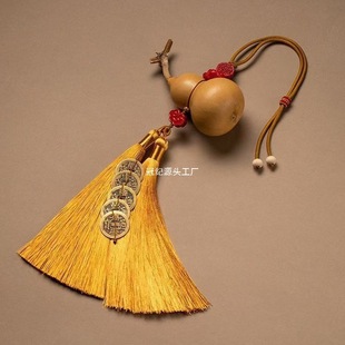 Wholesale Cinnabar Model Door-To-Door Five-Emperor Money Gourd Pendant Door-To-Door Entrance Bedroom Living Room Balcony Copper Coin Real Gourd