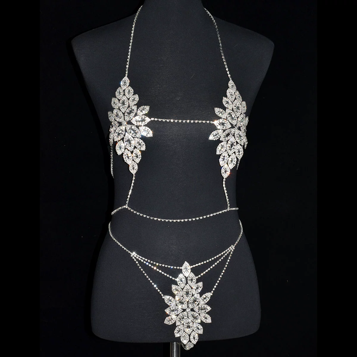 Sexy diamond luxury body chain jewelry beach bray panties inner pants suit rhinestone show Body chain