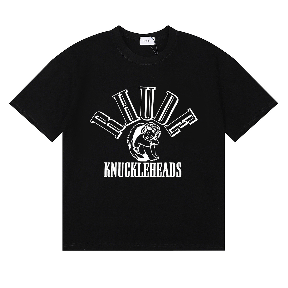 25 años de primavera y verano ropa de hombre RHUDE estampado callejero transpirable de media manga simple moda marca de moda camiseta de manga corta superior