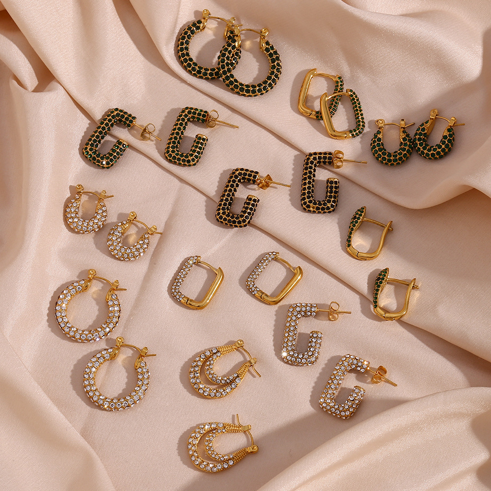 10g Weight 0.03µm-0.05µm Gold Plating Thickness PVD Coated Real Gold Plated 18K Gold Geometric 304 Stainless Steel Fashion Waterproof Non Tarnish Earrings