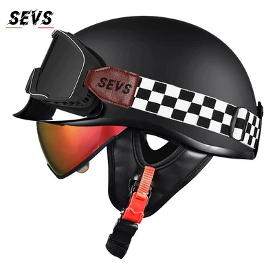 Motosiklet kaskı (dəbilqə) – half helmet, electric vehicle helmet - matte-black-aurora-red-mirror-mig-large-frame-goggles-m