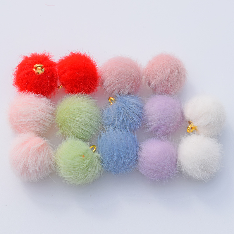 10 Pcs/package Cute Hairball Imitation Mink Jewelry Accessories display picture 13