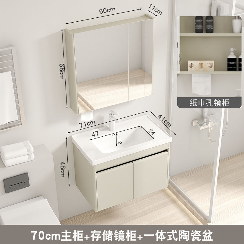 41 ancho de acero inoxidable gabinete de baño de cerámica cuenca integrada pequeño apartamento baño lavabo combinación