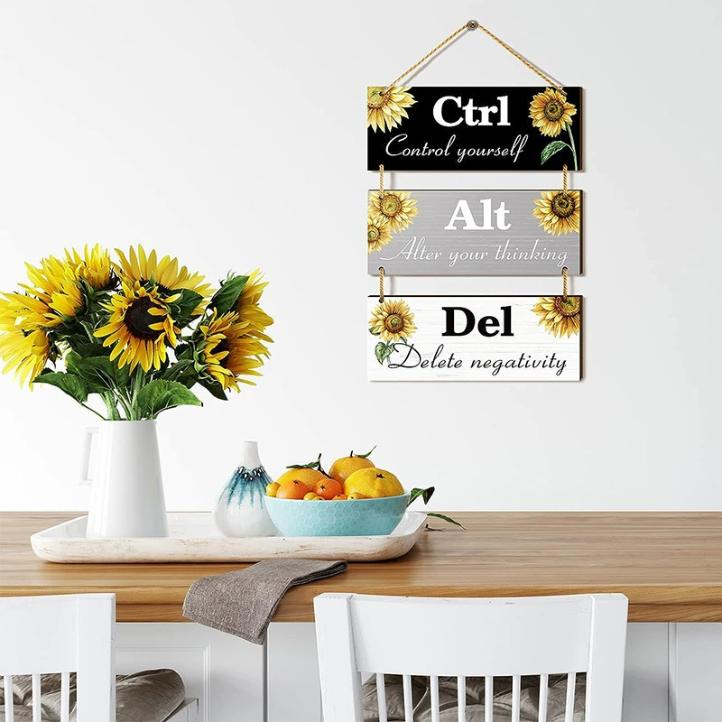 Amazon Подсолнечник вдохновляющее деревянное Listing Офис Ctrl+Alt+Del Дерево Сделано Продажи