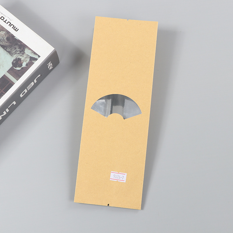 Spot bolsa de papel kraft con ventana transparente bolsa de embalaje de alimentos autosellada autoportante bolsa de té sellada de ocho lados fácil de rasgar