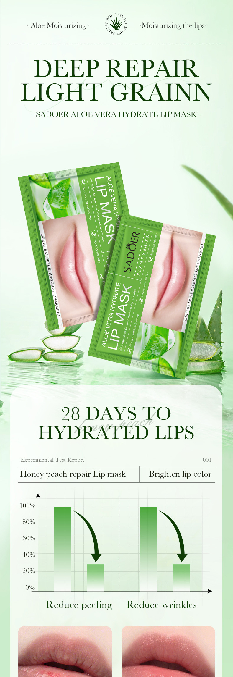 SADOER Aloe Vera Moisturizing Nourishing Lip Mask for Preventing Dry and Cracking_voghion.com