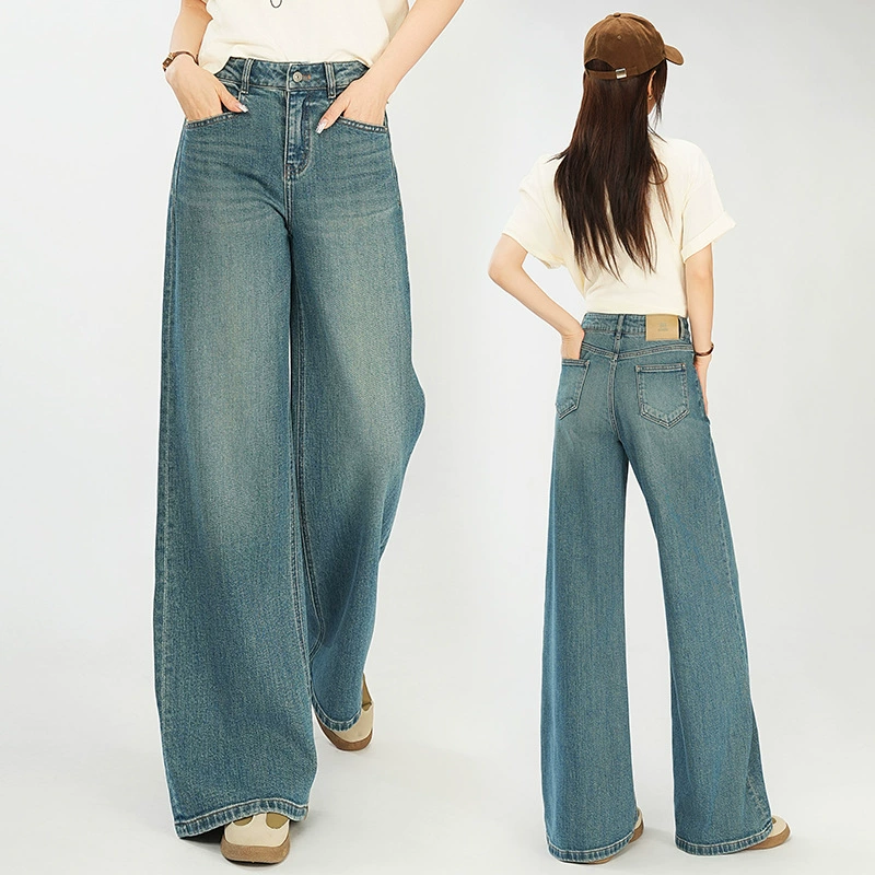 Элитные ретро-летние джинсы, брюки, американский стиль, свободный прямой крой, высокая талия
