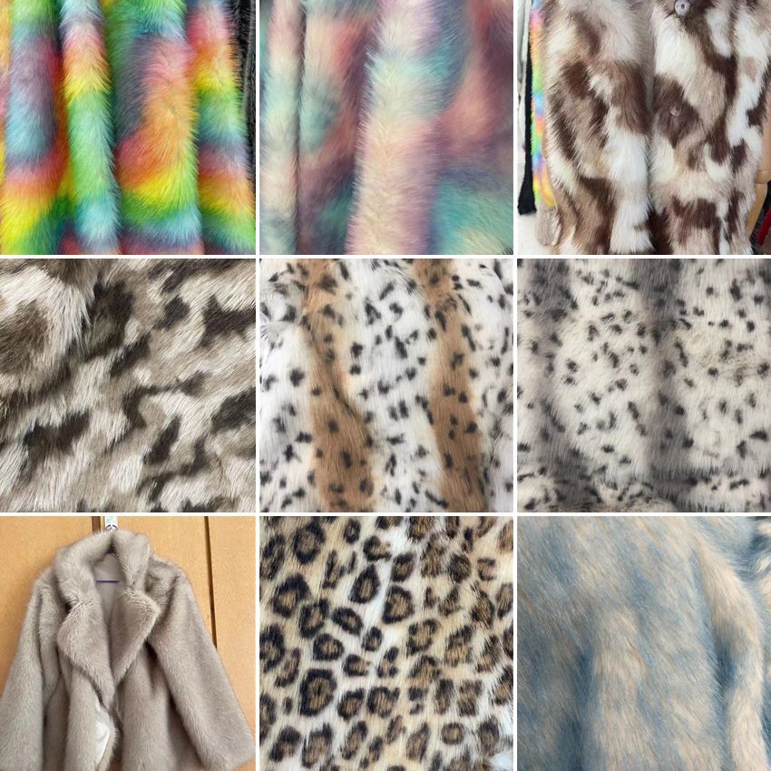 Toka impresión de color de dos colores imitación de pelo de zorro chaqueta bolsa imitación tela de piel