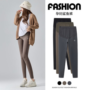 Real Pants 2024 Triangle Crotch New Autumn and Winter Outer Shark Skin fleece-lined Leggings Adjusting Waist and Abdomen