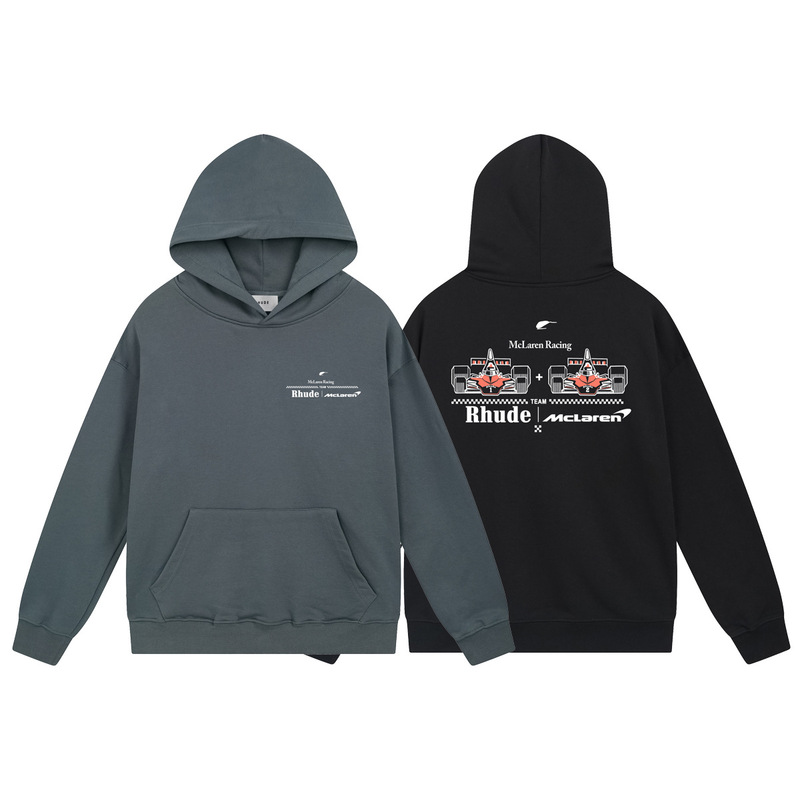 美式小众潮牌RHUDE秋冬新款ins皇冠旗帜高街复古宽松连帽卫衣男女|undefined