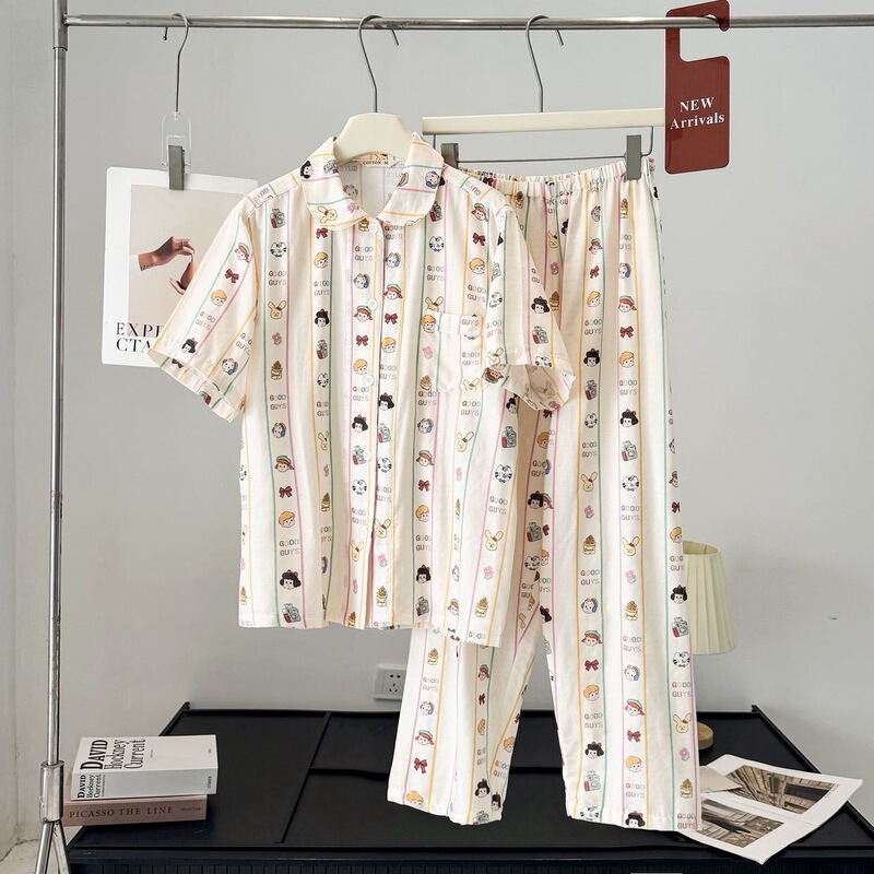Sensitive Skin People Must Buy It! All-Cotton Double-Layer Gauze Short-Sleeve Long-Pants Comfortable Breathable Loungewear Set for Women, Summer New 26 Sensitive Skin People Must Buy It! All-Cotton Double-Layer Gauze Short-Sleeve Long-Pants Comfortable Breathable Loungewear Set for Women, Summer New 26
