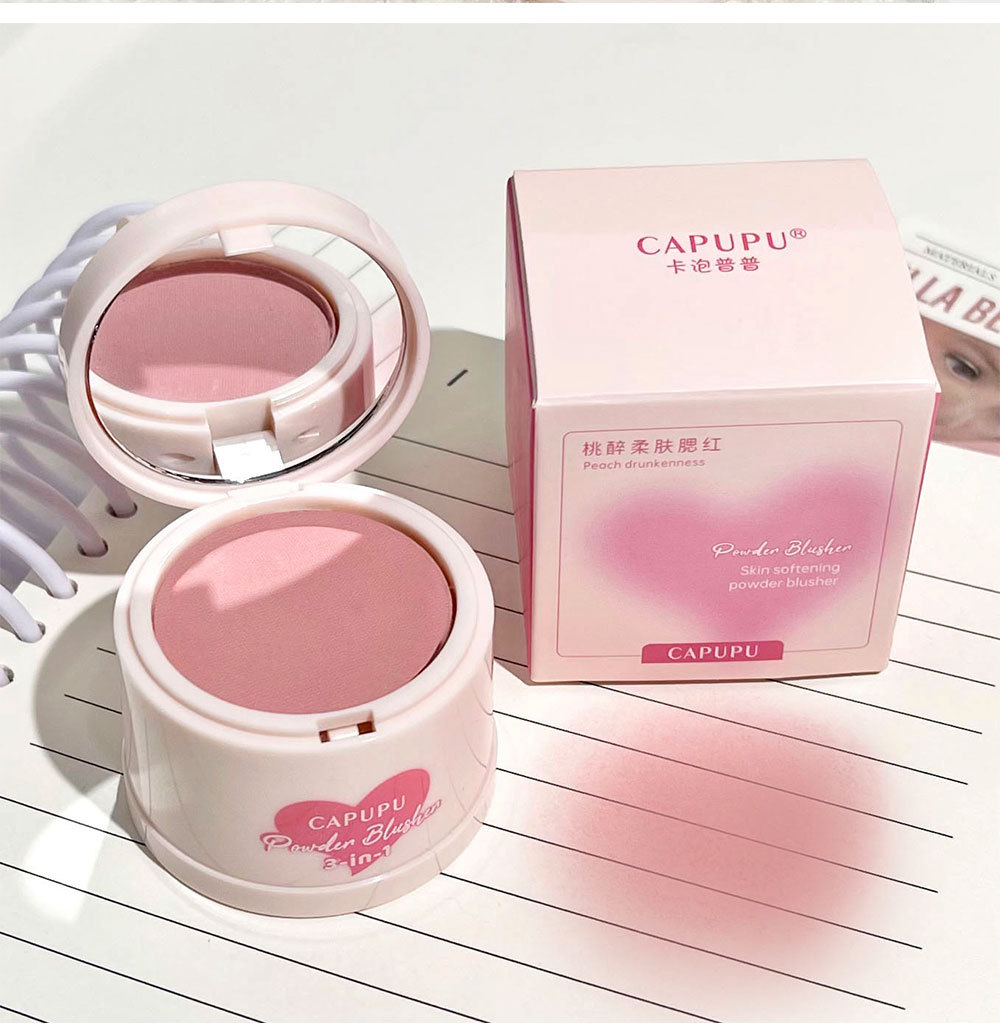 CAPUPU~ Peach Intoxication Soft Skin Blush, fine and natural texture, low saturation gray powder blush box, matte, versatile for cross-border use Item Picture