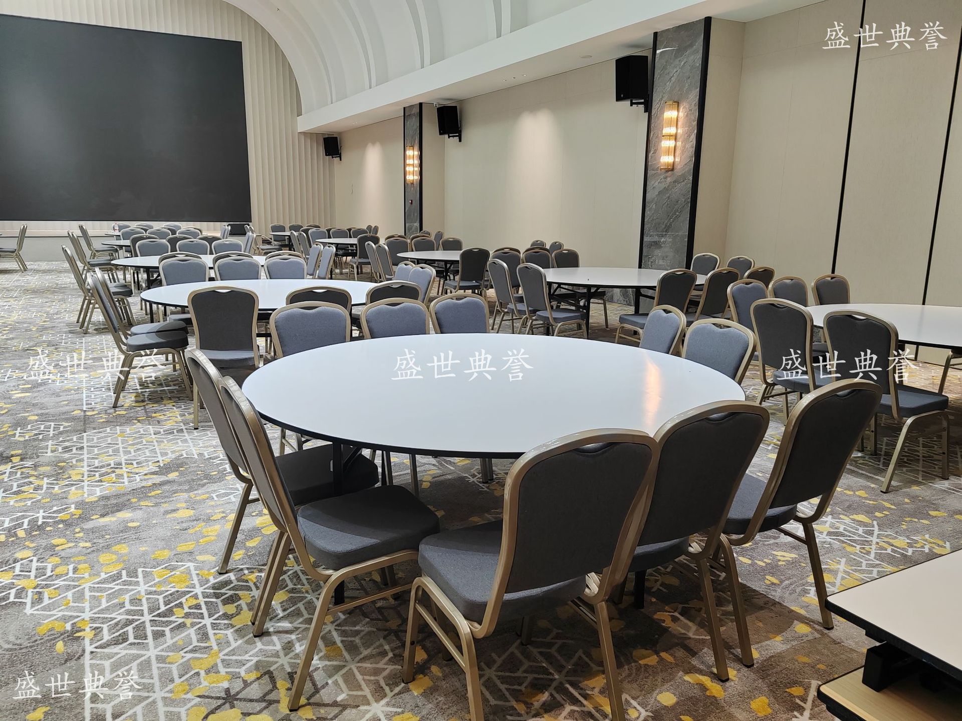 Suqian star hotel catering furniture restaurant wedding banquet folding round table theme wedding 12-person banquet 2-meter round table pic 10
