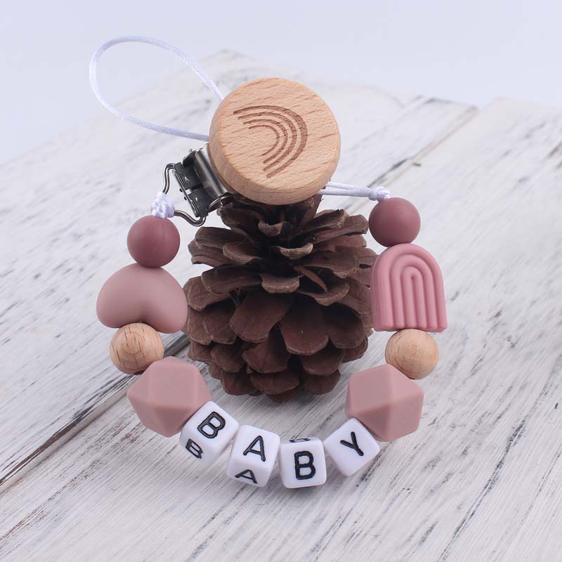 Nuevo bebé suministros de dibujos animados Arco Iris chupete clip calmante bebé Arco Iris silicona mordedura molar chupete cadena