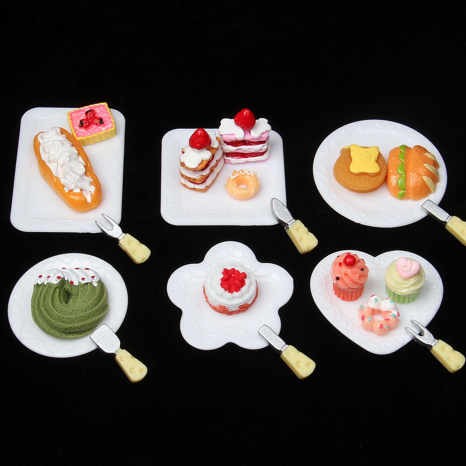 Mini plato vajilla comida y jugar decoración casa de muñecas bricolaje simulación comida decoración casa de juguete Accesorios