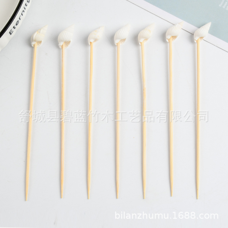 Mayorista conchones de frutas de bambú pastel creativo de decoración de horquilla de frutas fabricantes de horquilla de frutas creativas de fabricación