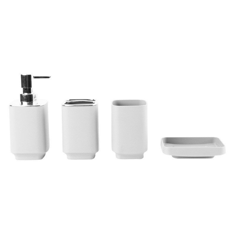 Baño suministros de cuatro piezas cuadrado galvanoplastia enjuague bucal taza cepillado rack caja de jabón baño almacenamiento baño lavado traje