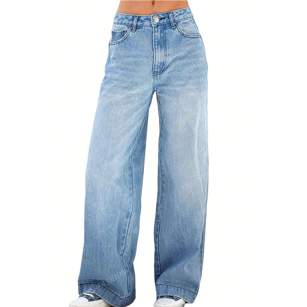 Commerce extérieur européen et transfrontalier Jeans rétro américains 2025 Nouveaux pantalons longs, amples et droits à la mode_voghion.com