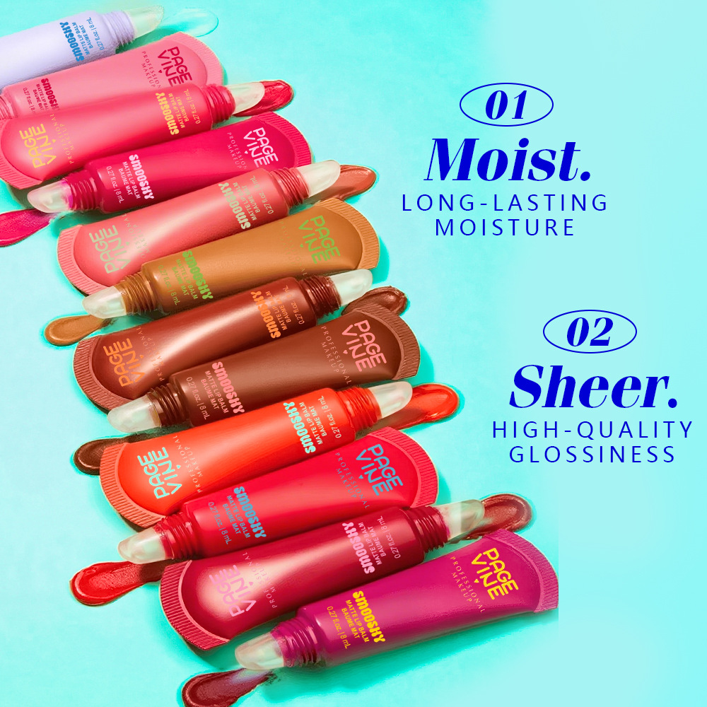 Patrón transfronterizo PAGE VINE lipstick helado textura velvet niebla mate color humectante maquillaje lipstick