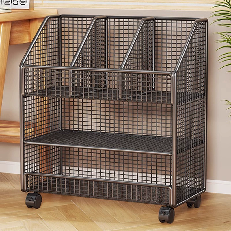 Книжная полка, офисная рабочая станция, украшение для файлов, многослойный передвижной шкаф для хранения, украшения для книг в спальне, тележка для организации вещей