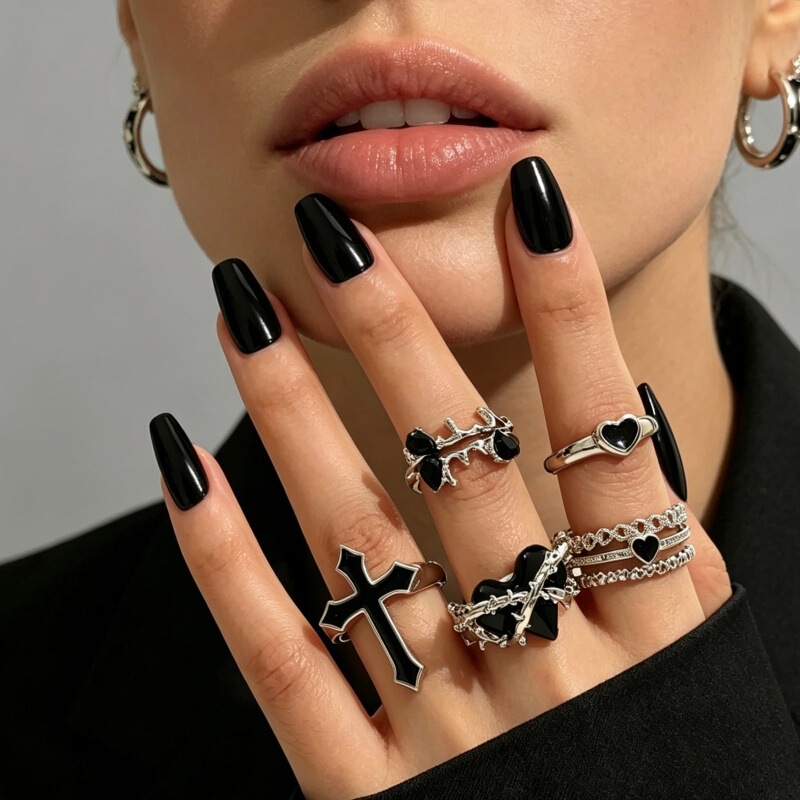 Cross-Border New Style Dark Cross Ring for Women, Fashionable Light Luxury Niche Design Open Ring Jewelry Cross-Border New Style Dark Cross Ring for Women, Fashionable Light Luxury Niche Design Open Ring Jewelry