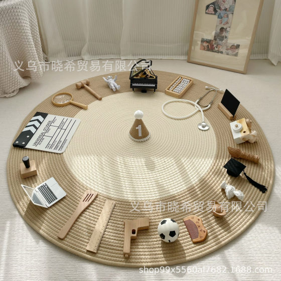 Original Wooden Ins Style Grab Week Props Set for Baby Boys and Girls One-Year-Old Gift Birthday Arrangement Carpet