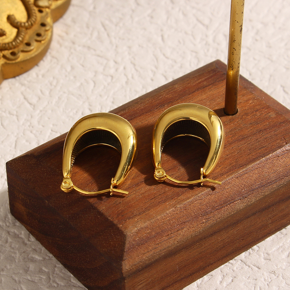 Retro Geometric Stainless Steel Hoop Earrings Plating Stainless Steel Earrings