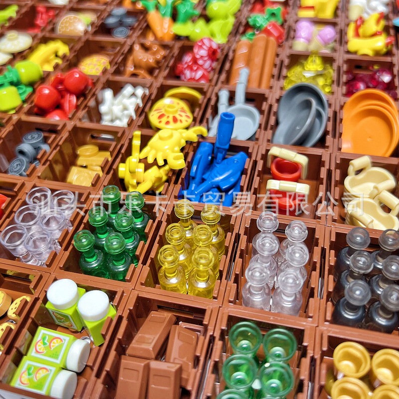MOC シーン、食品、果物、肉、魚介類ツール、DIY ビルディングブロック、MOC 微粒子アクセサリーと互換性のある国境を越えた|undefined