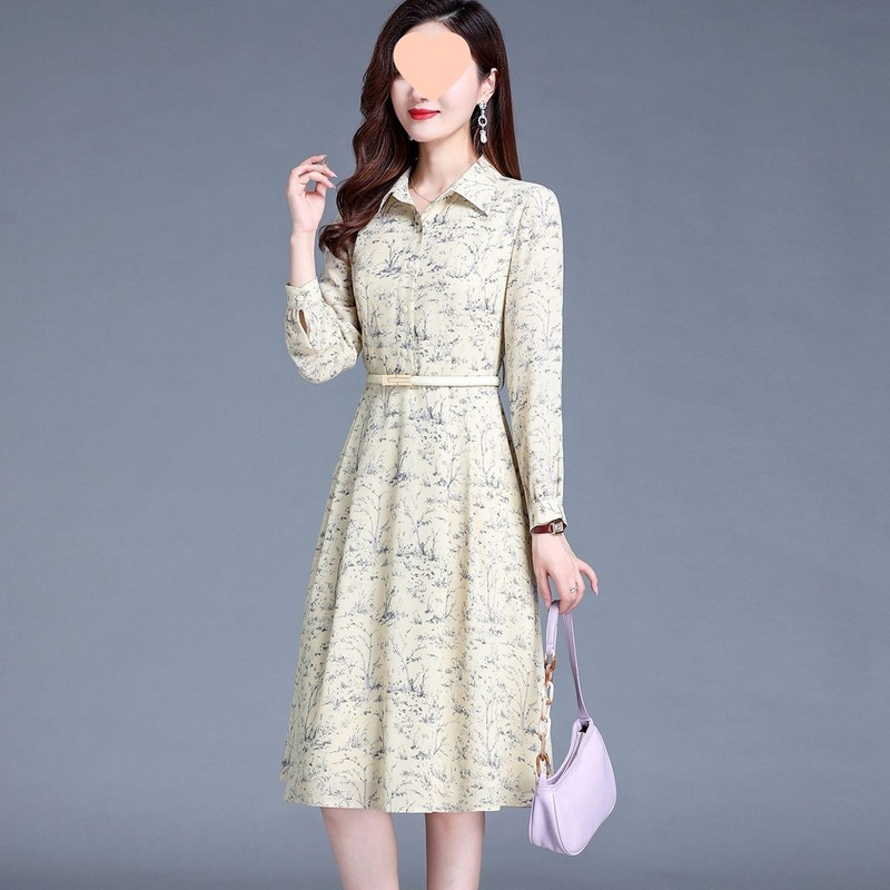 雪纺连衣裙女春季新款女装长袖感修身显瘦春秋装衬衫裙子|undefined